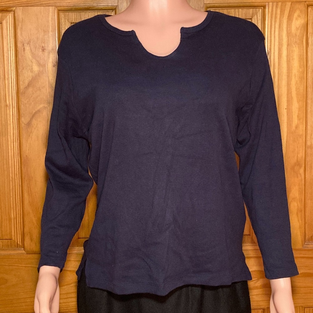 NWOT White Stag Vintage 90s Top 3/4 Sleeve Bouse Blue Size L Large